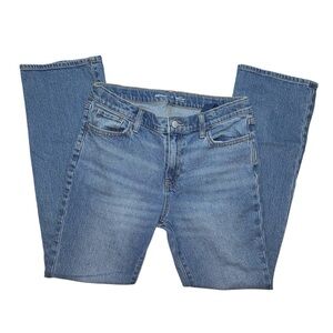 Old Navy mid rise boot cut boy jeans size 18 W/adjustable waist strap blue